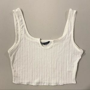 Shein Ribbed White Tank Top